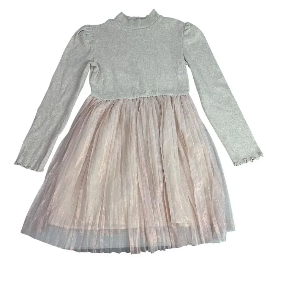 Gap Girls Medium Cream Pink Shimmer Tulle Dress